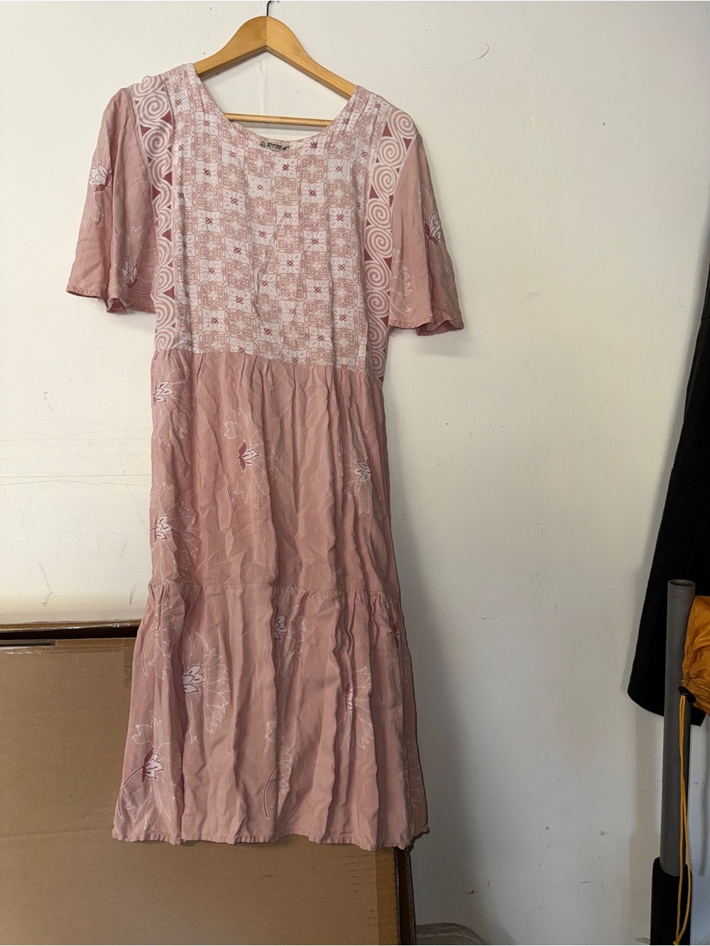 Rima Imar Blush Pink Printed Tiered Midi Dress